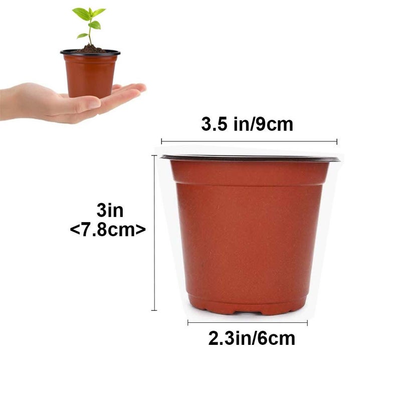 Baaxxango 100 Pcs 3.5 Inch Plastic Seedlings Plants,Nursery Pots,Seed Starting Pot for Succulents, Seedlings, Cuttings, Transplanting - Image 2